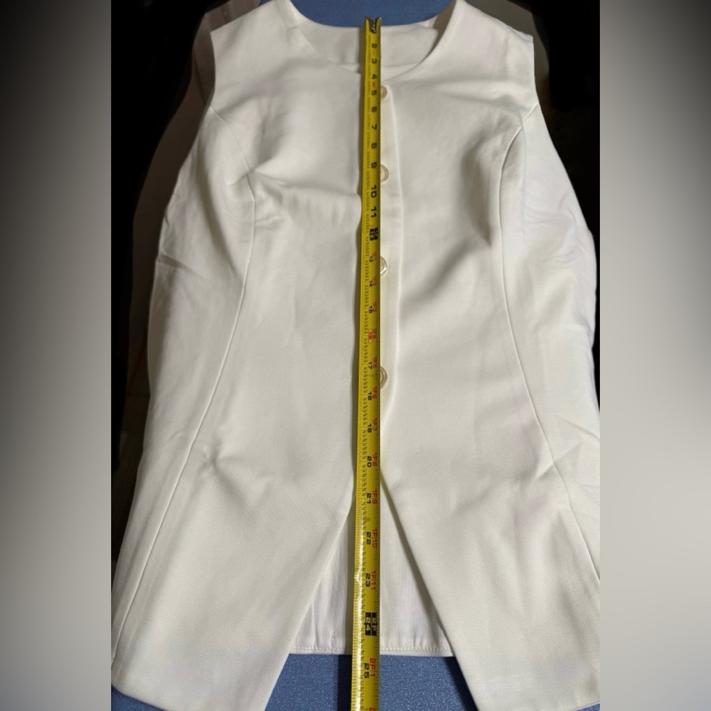 NWT OGL White Sleeveless Longline Button-Up Vest/Waistcoat Women’s Size Large - Picture 10 of 14